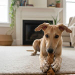 Cachorro de Galgo entretenido en casa