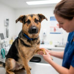 Un perro atendido en el veterinario