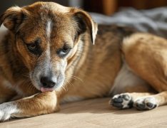 Perro lamiéndose una pata
